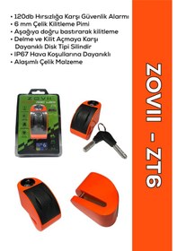 Resim Zt6 Turuncu 120 Db Alarmlı Motosiklet Disk Kilidi Ip67, Su Geçirmez, Çelik Güvenlik Kilidi Disk Kilidi 