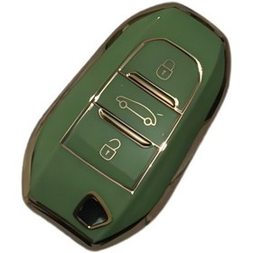 Resim Autohan Keys Peugeot Anahtar Koruma Kılıfı, 208 308 508 2008 3008 5008 Rifter Modelleri İçin, Sustasız, Yeşil-altın 