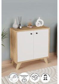 Resim Bofigo Dekoratif Kitaplık 2 Kapaklı 2 Bölmeli Kitaplık Smyrna Saf 