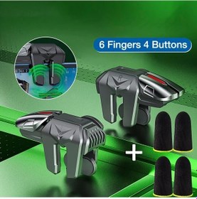 Resim Gaojunshop01 Pubg Mobile Çift Tetikli Oyun Kontrolcüsü: 6 Parmak Hassas Kontrol Ve 4 Parmak Koruyucu 