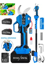 Resim STEİNER M-30 Mm Dijital Kömürsüz Akülü Bağ Dal Ağaç Kesme Biçme Budama Şarjlı Makası Makinesi + Teleskop 