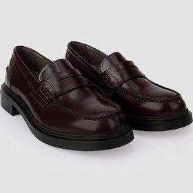 Resim Hakiki Deri Bordo Açma Kadın Loafer Ayakkabı Bordo 