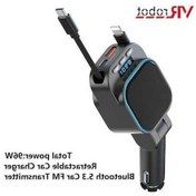 Resim Pazly Vr Robot Fm Verici Bluetooth 5.3 Araba Mp3 Çalar 96W Pd Tip-C+ Qc3.0 Hızlı Arj Telefon Aksesuarı 