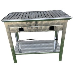 Resim Kömürlü Mangal Sehpalı Paslanmaz 35 X 60 Cm Havalandırma Ayarlı 