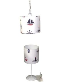 Resim Denizci Çapa Dümen Yelkenli Çocuk Genç Odası Avize Abajur Seti (293253423) 