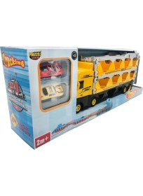 Resim Farbu Oyuncak Sürat Pistli Tır, 2 mt Pist Tek Kol Fırlatıcı 24 Araç Kapasiteli Taşıyıcı Tır, 2 Adet Araba Içerir 