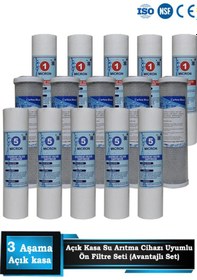 Resim Sumarkt Açık Kasa Su Arıtma Cihazı Uyumlu 3 Aşamalı Cift Sedimentli Ekonomik lı Paket 5 Takım 