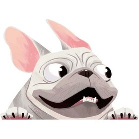 Resim 1 Adet Köpek Araba Sticker Komik Yüz Büyük Kulaklar Ve Gözler Pug Köpek Sticker Araba Arka Pencere Duvar Kapı Dizüstü Bilgisayar 8.7 6.3in Beyaz 