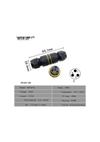 Resim Xuan M16 3pin Su Geçirmez Bağlantı Kutusu Ip68 Kablo Rakoru Konektörü Elektrikli Inline Tel Ph 