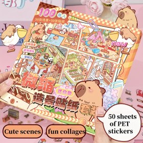Resim 101 Parça Kapibara Temalı Minyatür Mikro Manzara Sticker Seti, 50 Sahne Kartı, 50 PET Çıkartma ve 1 Cımbız içerir, Yetişkinler & Çocuklar DIY 3D El Sanatları Dekorasyonu. Rahatlama Beceri Geliştirmesi, Çoklu Tasarım Seçenekleri ile Kolaj Albümleri, Su Matkapları ile Uyumlu Not Defterleri Junk Journals olarak Cadılar Bayramı ya da Noel Hediyeleri İçin 