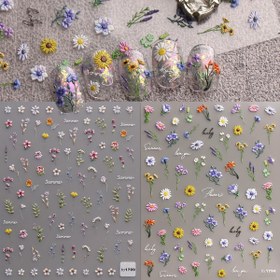 Resim 2 Adet Bahar ve Yaz Çiçek Desenli Mühür Nokta Stickerleri - Papatya ve Yabani Ot Tasarımları, Renkli 5D Kendinden Yapışkanlı Akrilik Nokta Stickerleri, Kadınlar ve Kızlar İçin Mükemmel Tatil Hediyesi, Nokta Sanatı Aksesuarları 