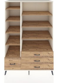 Resim Kronos Dolap 9 Raflı 4 Çekmeceli 132x59x195 Aytaşı-çam/çam Atlas Çam/atlas Çam 