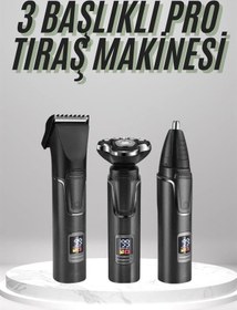 Resim Dijital Göstergeli 3 Başlıklı Tıraş Makinesi Islak Kuru Lazer Öncesi Günlük 