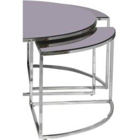 Resim Brc Yonca Zigon-Orta Sehpa1091 Düz Siyah Temper Cam Metal Transmi 