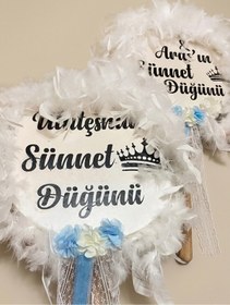 Resim GÜVEN İsimli Sünnet Kına Gecesi Tefi Beyaz Tüylü Def 32 cm 