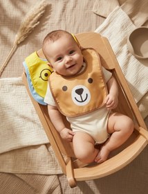 Resim Babydonat Beary Friends 3'lü Paket Sıvı Geçirmez Leke Tutmaz Silinebilir Ayıcık Figürlü Bebek Mama Önlüğü Seti 