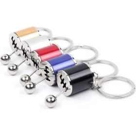 Resim Belle Fusion Mey Ithalat® Hareketli Araba Vites Anahtarlık Altı Hız Manuel Vites Dişli Shifter Topuzu Metal Anahtarlık 