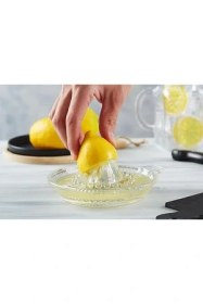 Resim Cam Limon Sıkacağı | Portakal ve Narenciye Sıkacağı | Manuel, Şeffaf Cam, Kolay Temizlenir | Kulplu Taze Meyve Suyu Sıkacağı 