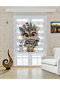 Resim Perdecizade Enxboy Kzıldereli Baykuş Dijital Baskılı Zebra Perde-cocuk Odası-stor Perde Pz-416 Renkli 