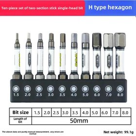 Resim Geeroyoo D2 Çelik Alloy Darbaya Dayanıklı Manyetik Uçlu H-hex, Çapraz, T-tipi Elektrikli Vidalama Aleti Seti 10 Parça 