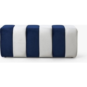 Resim Premium Büyük Yarmalı Yatak Ucu Bench & Makyaj Masası Pufu Modern, Şık & Dekoratif Lacivert Lacivert 