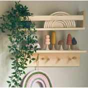 Resim Babyroomstore Ahşap Askılık Raf ve Kitaplık Raf Eğitici Montessori Raf 2li 60 cm 