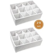 Resim 12 Bölmeli Çok Amaçlı Çekmece İçi Düzenleyici Organizer 2'li Set Gri 