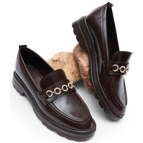 Resim Kalın Poli Taban Zincir Aksesuarlı Kadın Bordo Günlük Loafer Tbfzlcmc115 Bordo 