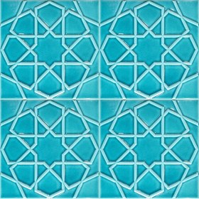 Resim Can Seramik - 20*20 Cm. Turkuaz Kabartmalı Selçuklu Yıldızı Çini Karo (5 Li 1 Paket) 