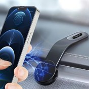 Resim 1 Adet Evrensel Araç Manyetik Telefon Tutucu, Güçlü Mıknatıslı Gösterge Paneli Montajı, ABS Malzeme, Esnek Katlanabilir Tasarım, Dikey ve Yatay Ekran Uyumluluğu, Yapışkanlı Araç Navigasyon Standı 