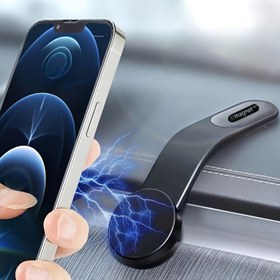 Resim 1 Adet Evrensel Araç Manyetik Telefon Tutucu, Güçlü Mıknatıslı Gösterge Paneli Montajı, ABS Malzeme, Esnek Katlanabilir Tasarım, Dikey ve Yatay Ekran Uyumluluğu, Yapışkanlı Araç Navigasyon Standı 