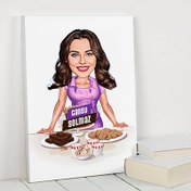 Resim Kurabiye Ustası Kadın Karikatürlü Kanvas Tablo 