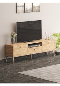 Resim Beyza Ahşap Ayaklı 180 Cm Atlantik Çam Tv Sehbası 