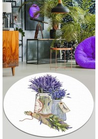 Resim Purpura Djt Çap 140X140 Cm Yıkanabilir Halı 