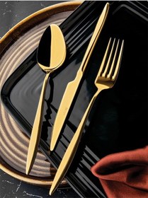 Resim Özlife Ela Gold Titanyum 36 Prç. Çatal Kaşık Bıçak Takımı Seti 