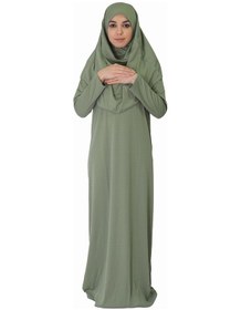 Resim Zehranaz Namaz Elbisesi Açık Haki Fermuarsız Namaz Elbisesi 