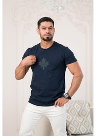 Resim Paul Martin Bisiklet Yaka Önü Baskılı Pamuklu Basic Regular Fit T-shirt Lacivert 
