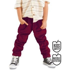 Resim Denokids Fitilli Kadife Bordo Erkek Çocuk Pantolon Lastikli Rahat Kesim 3 Yaş 