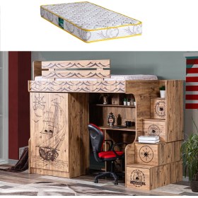 Resim Setay Kaptan Ranza 2 Kapaklı Dolap Çalışma Masası + 1 Adet Comfort Yatak 