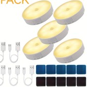 Resim 5 adet Kapalı Hareket Sensörlü Işık, USB Dahili Pil Gücüyle Çalışır, 8 LED Anahtarlı Gece Lambası, Dolap Işığı, Merdiven Işığı, Koridor, Yatak Odası, Mutfak, Duvar için Uygun 