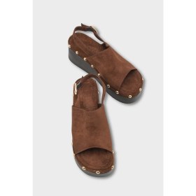 Resim Capone Outfitters Alyce Süet Trok Detaylı Dolgu Topuk Günlük Kadın Terlik 