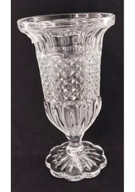 Resim Delisoga Geometrik Desenli Kaideli Kristal Vazo Şeffaf 