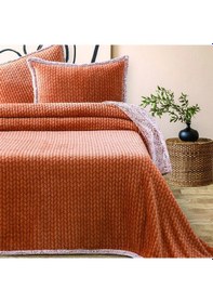 Resim Merinos Battaniye Çift Kişilik Yatak Örtüsü Seti Allday Mosaic Tarçın - 