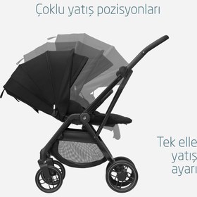 Resim Maxi-Cosi Leona2 Çift Yönlü Uzatılabilir Sırt Desteği Tam Yatabilir Bebek Arabası Twillic Black 