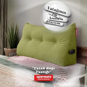 Resim Yatak Başı Yastığı - Sırt ve Bel Destek Yastığı 160 cm (Yeşil) 