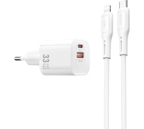 Resim Wiwu WI-G018 Cube Serisi Type-C To Lightning Gan Tech Pd Hızlı Şarj Kablolu Şarj Seti 33W Beyaz 