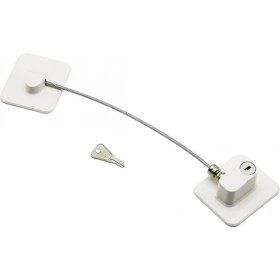 Resim MiraLive Beyaz Plaka Halatlı Emniyet Kilit 5X6CM Yapışkanlı Montaj=2pcs Plaka Halat=18.8cm (4887) 