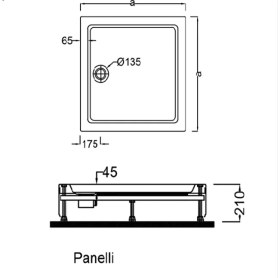 Resim 110X110 Panelli Kare Duş Teknesi Beyaz 