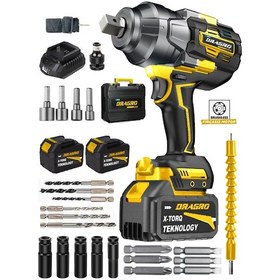 Resim Dragro DRG-1400 Profesyonel S 1400 NM Kademeli Yüksek Torklu Somun Bijon Sökme Matkap Akülü Vidalama Kömürsüz Motor 
