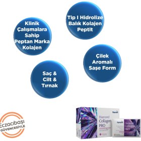 Resim Dynavit Dynavıt Diamond Collagen PRO 30 Saşe - Saç&Cilt&Tırnak - Hidrolize Peptit Tip 1 Balık Kolajeni, Hyaluronik Asit, Biotin, Sahil Çamı Ekstresi 